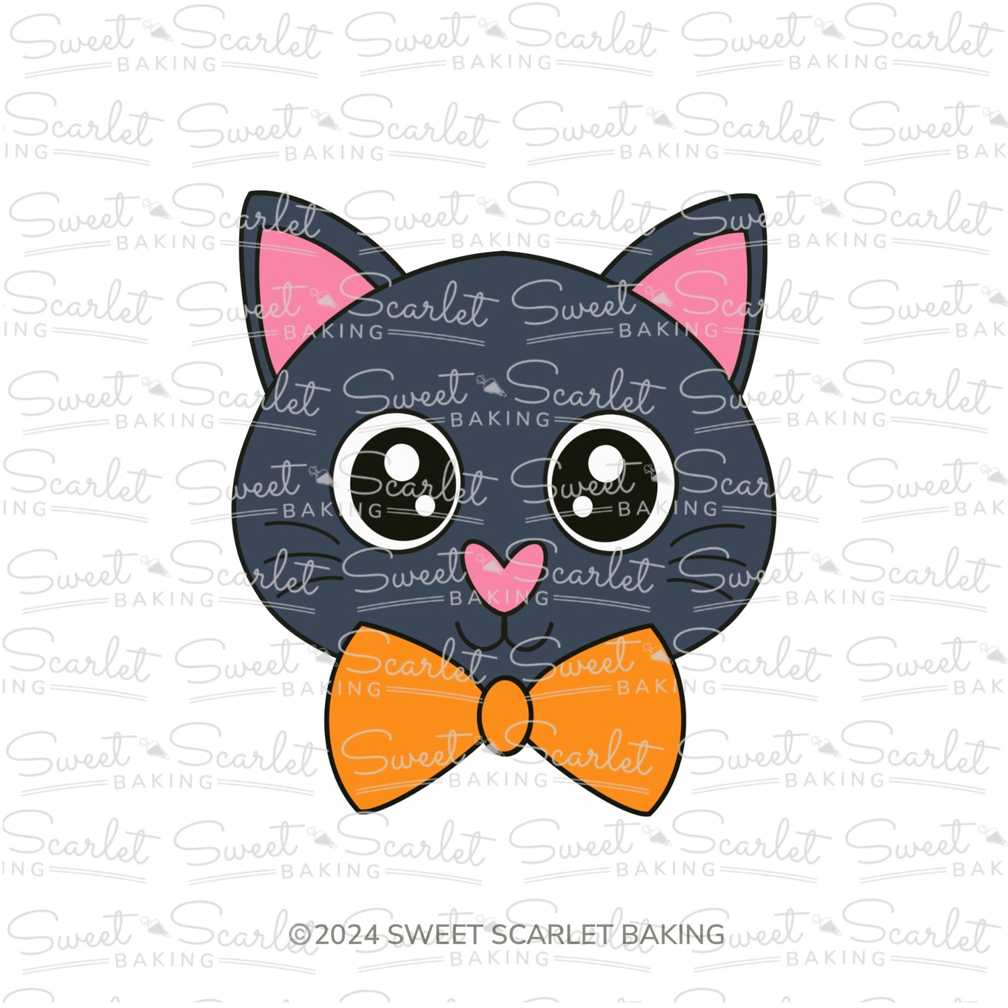 Cat Face with Bow Tie Cookie Cutter