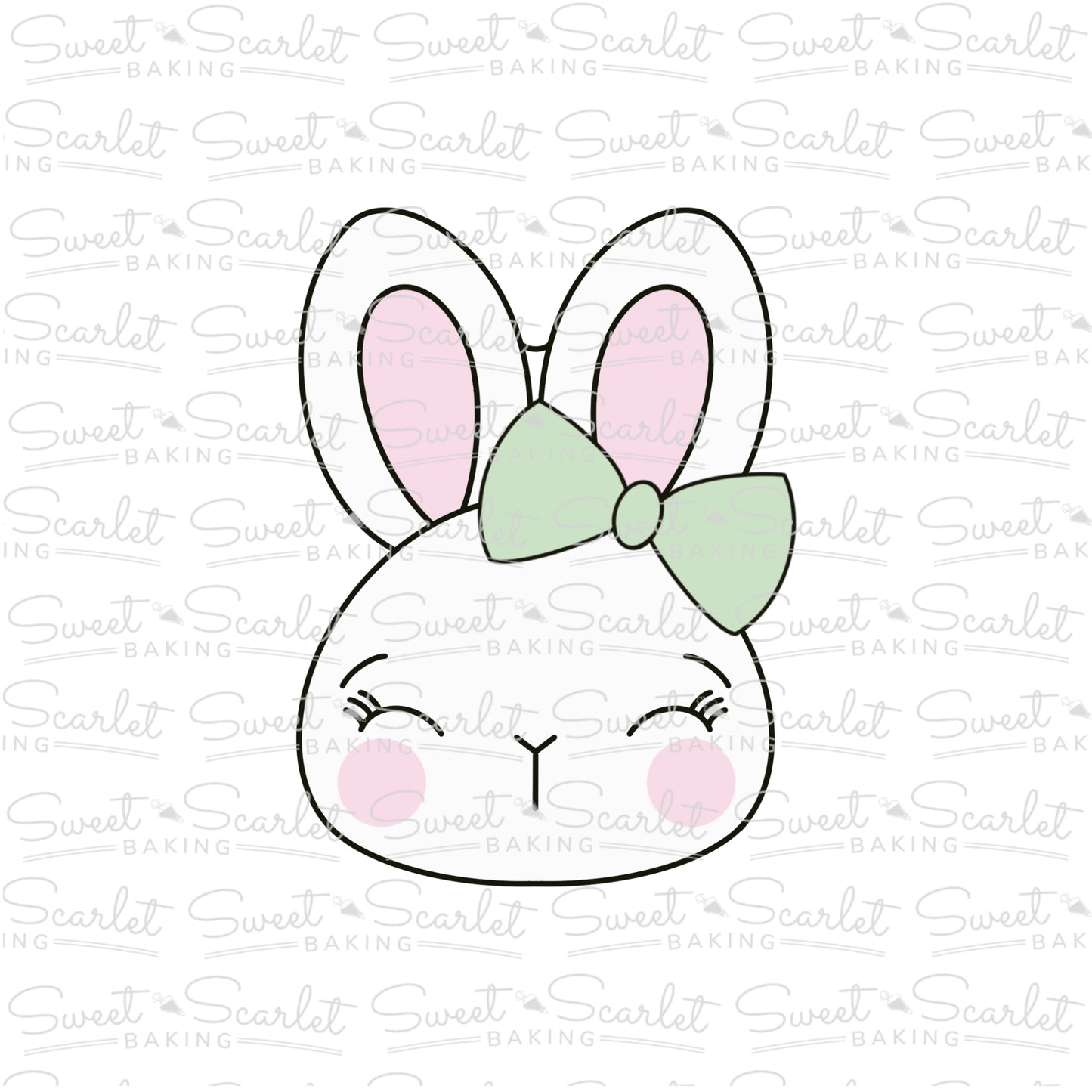 Easter Bunny Face with Bow Cookie Cutter