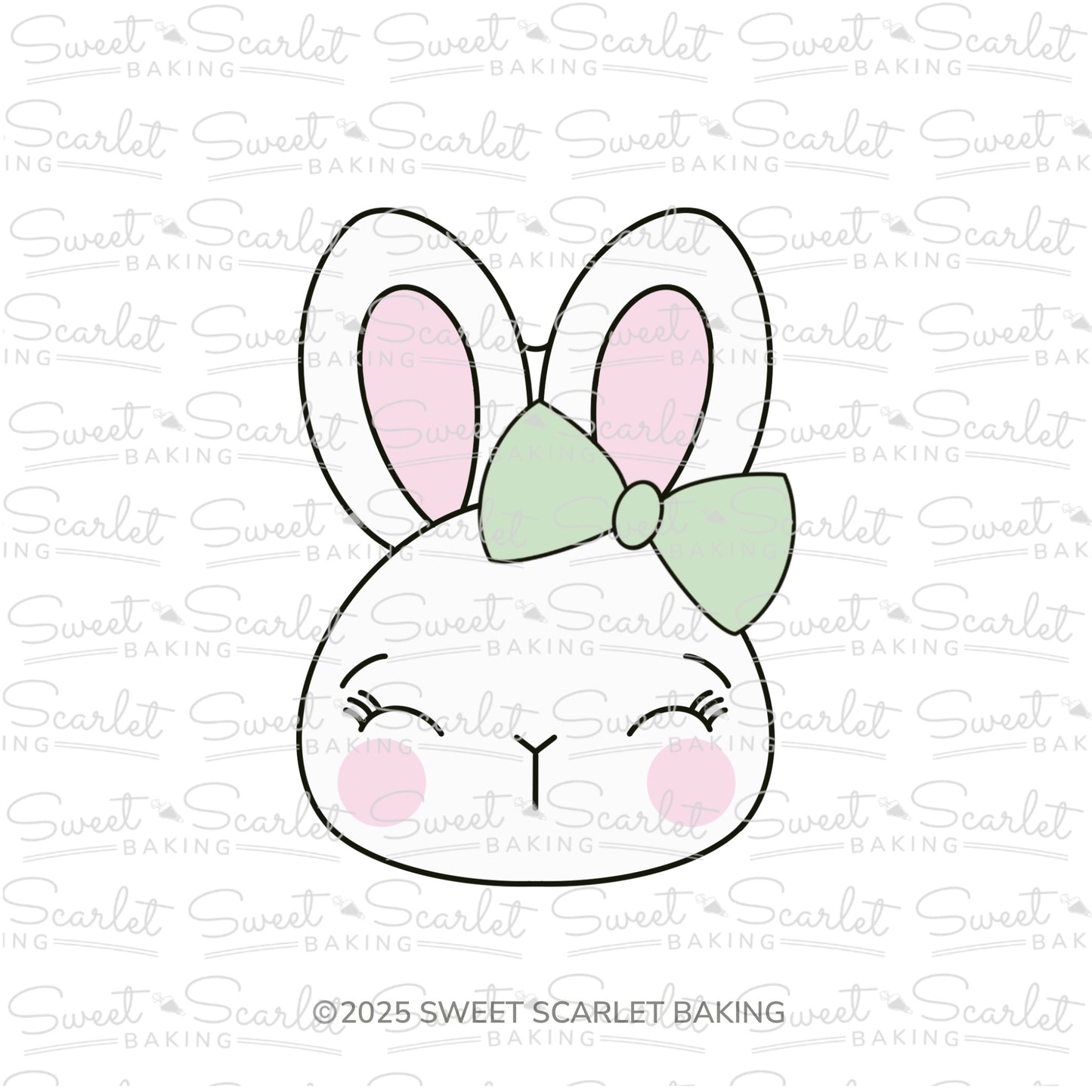 Easter Bunny Face with Bow Cookie Cutter