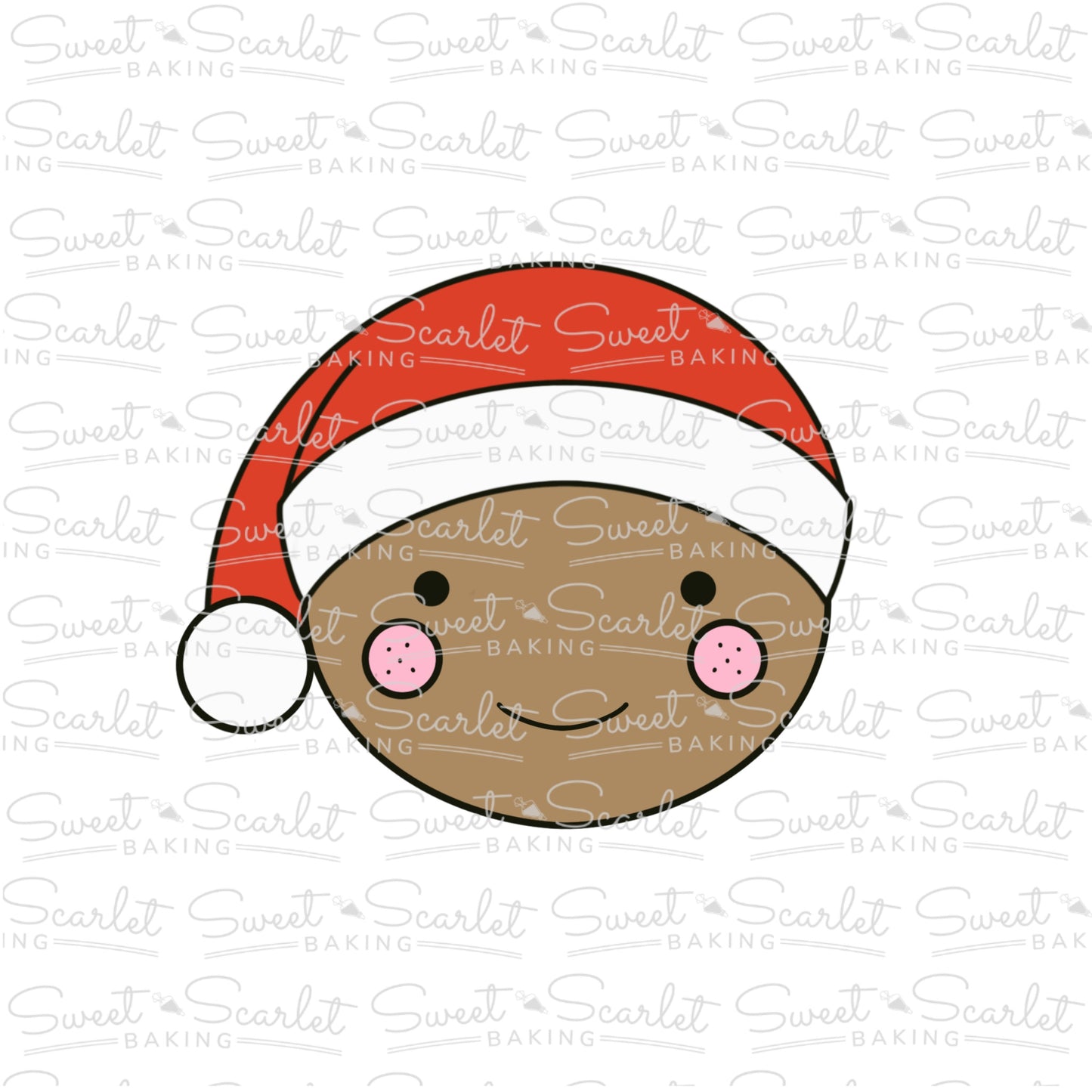 Gingerbread Face with Santa Hat Cookie Cutter
