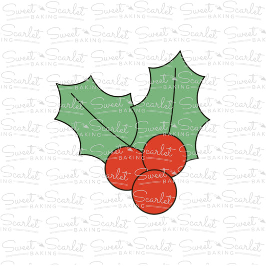 Holly Leaves with Berries Cookie Cutter