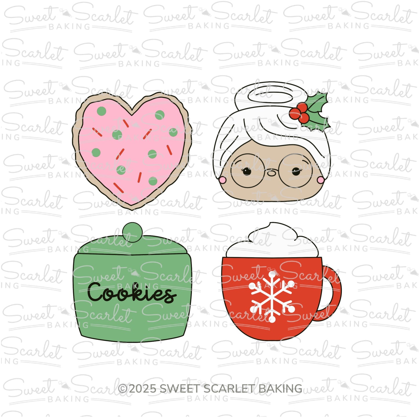 Square Mrs. Claus Face Cookie Cutter