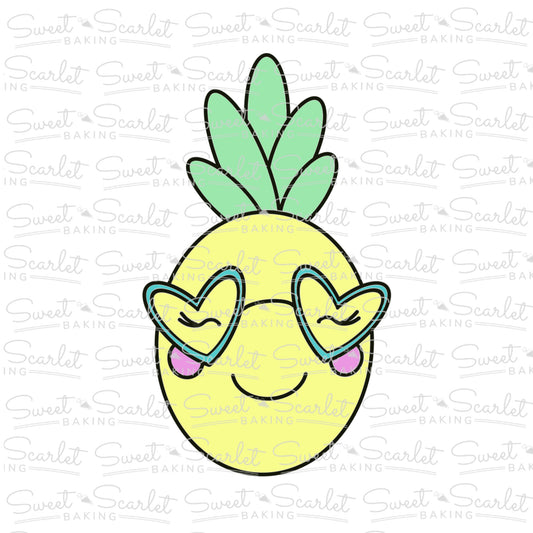 Pineapple with Heart Glasses Cookie Cutter