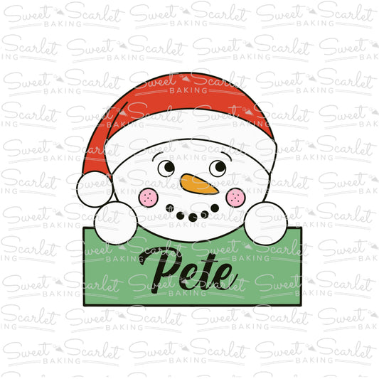 Snowman with Santa Hat Plaque Cookie Cutter