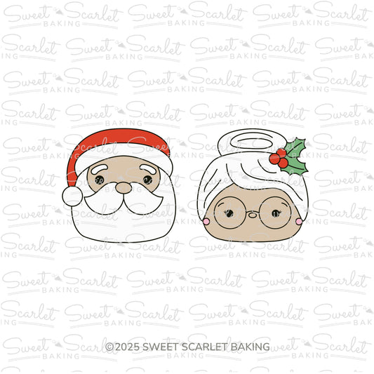 Square Claus Face Cookie Cutter Duo Set