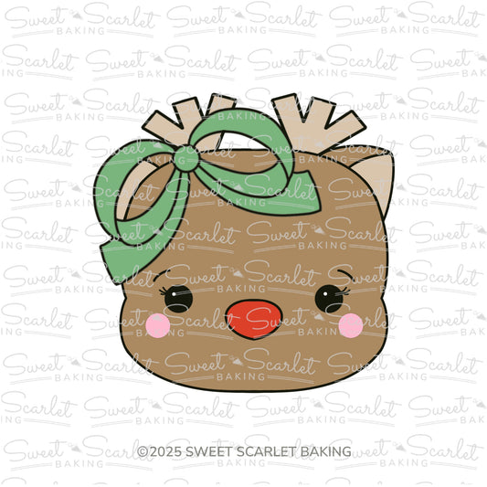 Square Girl Reindeer Face Cookie Cutter