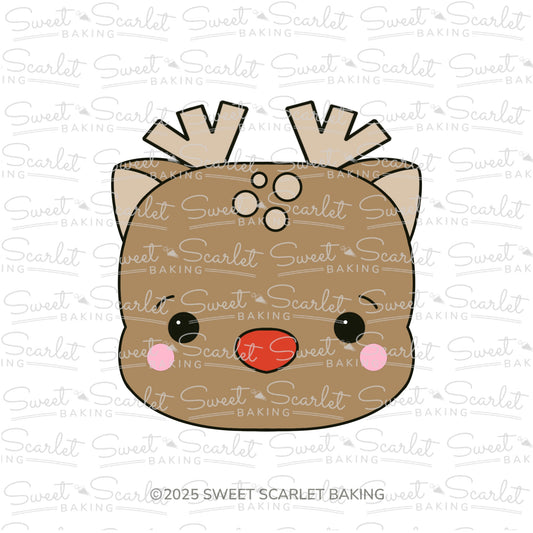 Square Reindeer Face Cookie Cutter