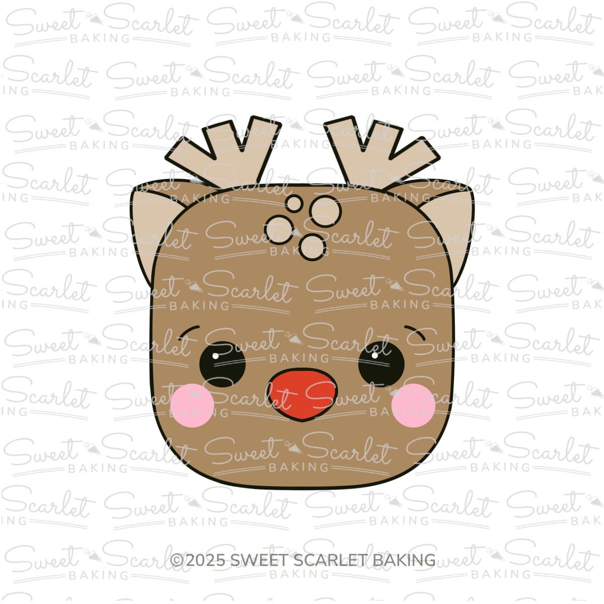 Square Reindeer Face Cookie Cutter