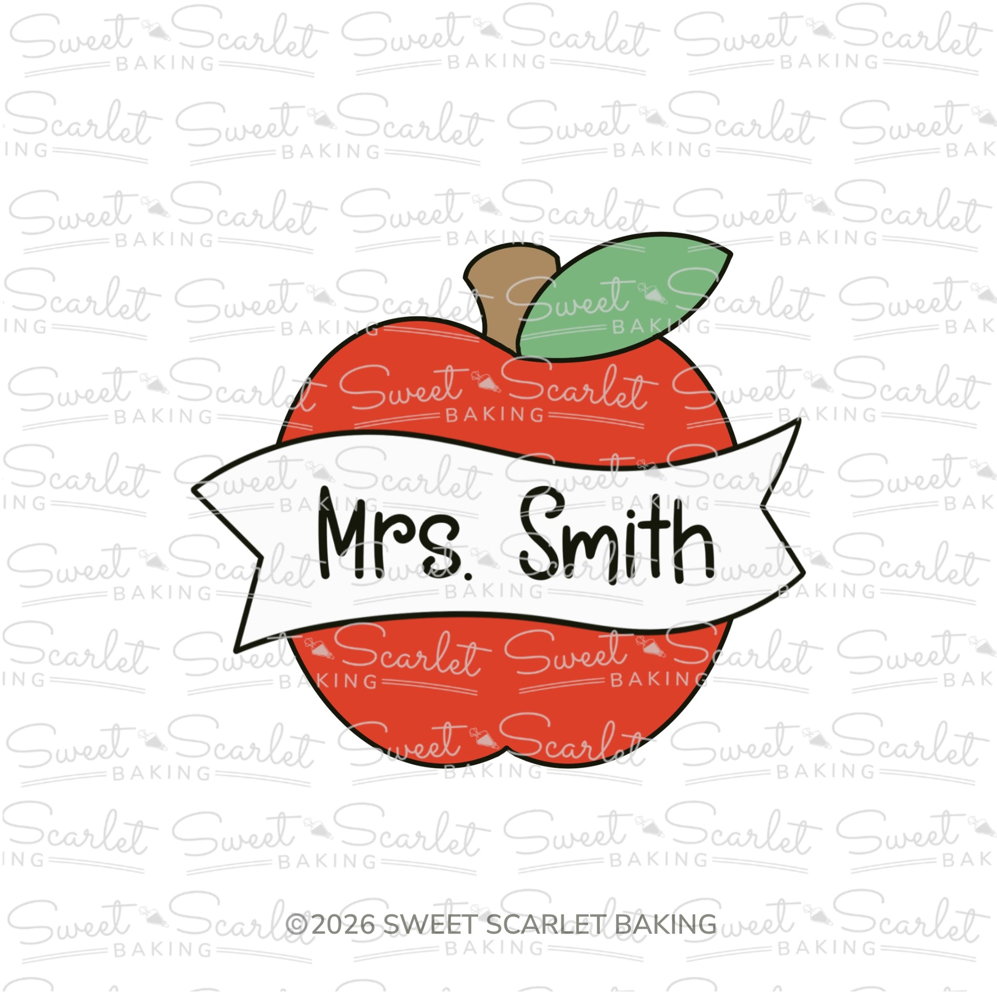 Apple with Leaf and Banner Cookie Cutter