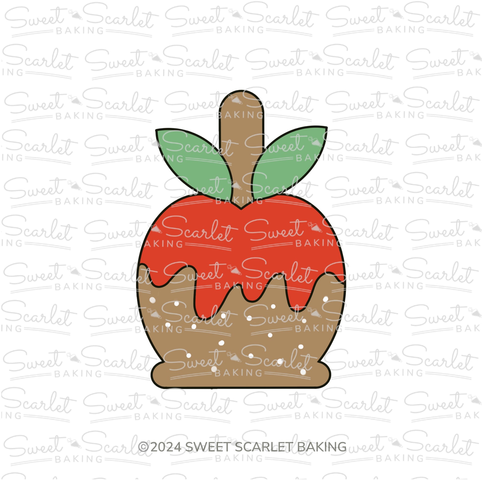 Caramel Apple with Leaves Cookie Cutter