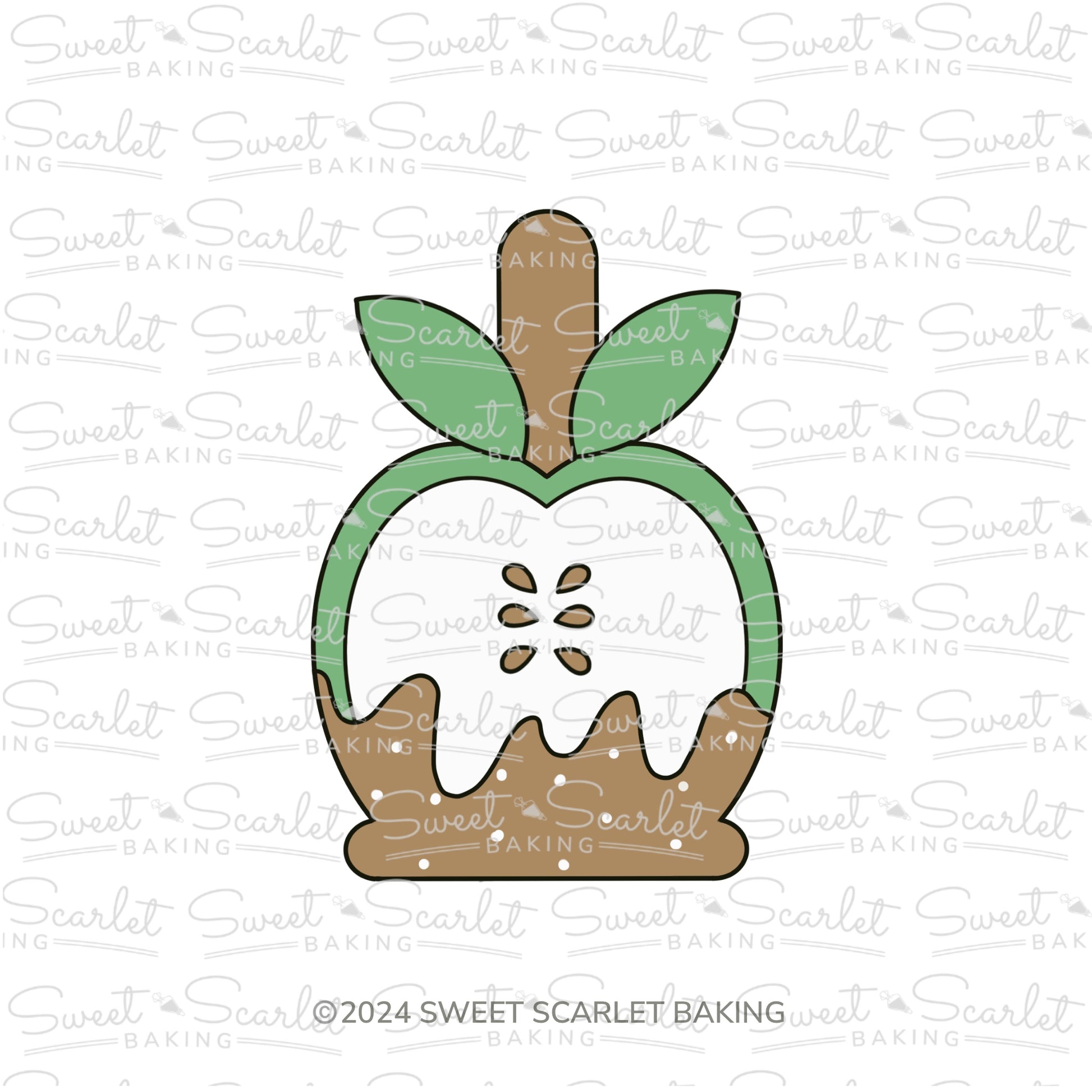Caramel Apple with Leaves Cookie Cutter