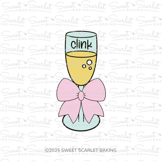 Champagne Glass with Bow Cookie Cutter