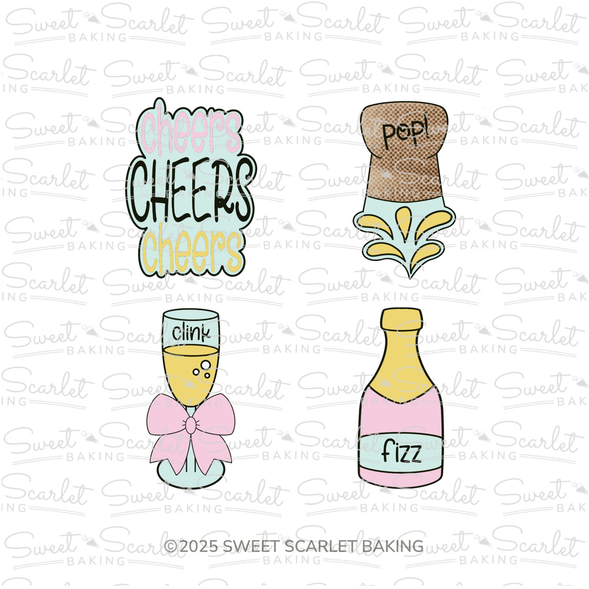 Champagne Cookie Cutter Quad Set