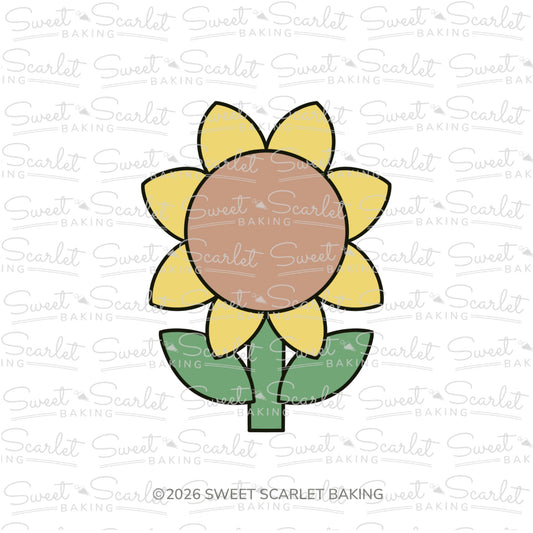 Chubby Sunflower with Leaves Cookie Cutter