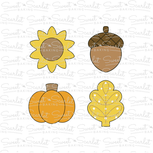 Fall Flora Cookie Cutter Quad Set