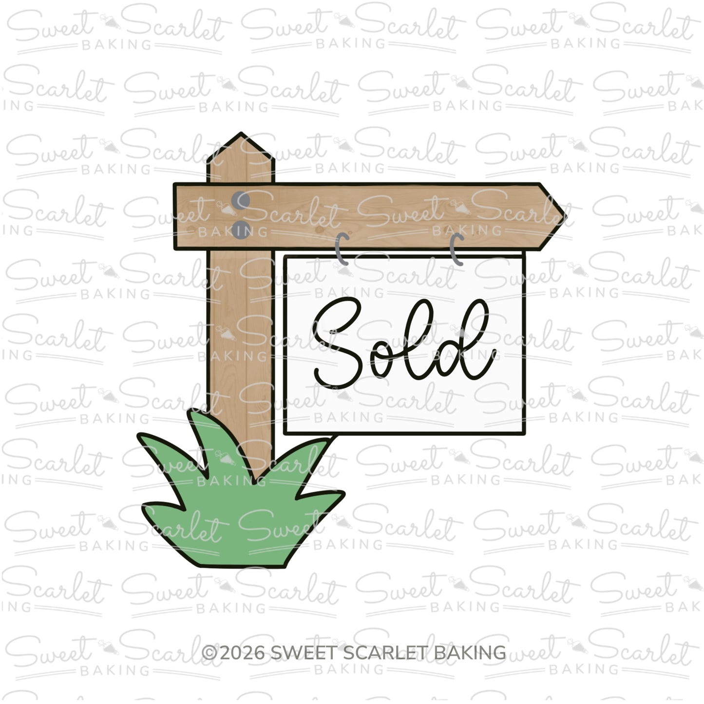 For Sale Sign with Grass Cookie Cutter