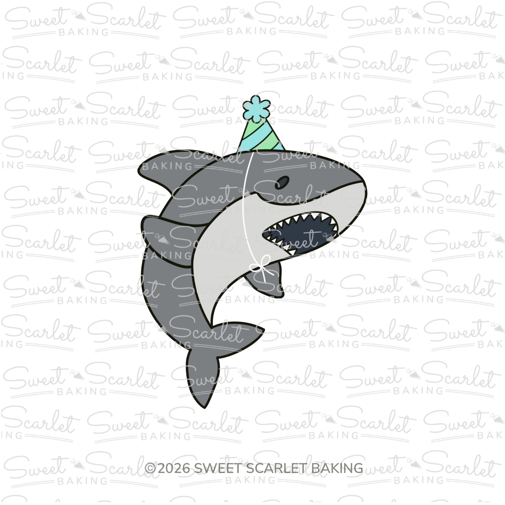 Hungry Shark with Party Hat Cookie Cutter