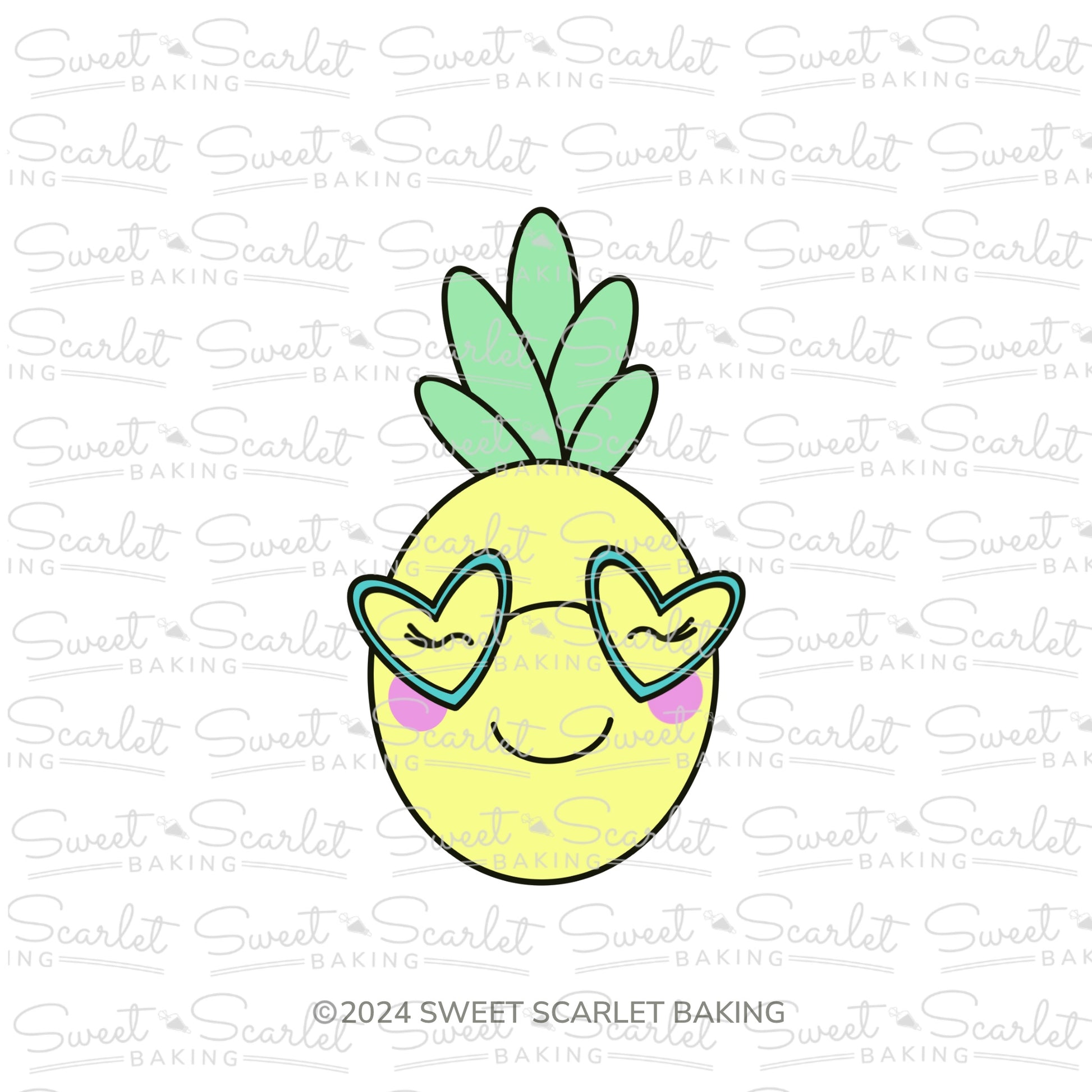 Pineapple with Heart Glasses Cookie Cutter