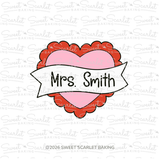 Scallop Heart with Banner Cookie Cutter