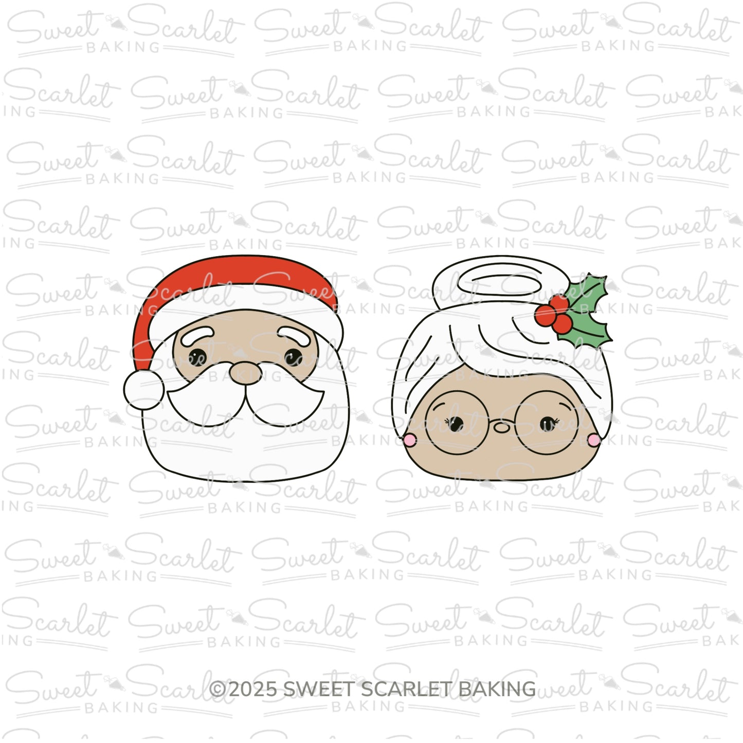 Square Claus Face Cookie Cutter Duo Set