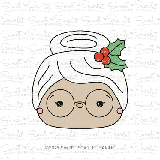 Square Mrs. Claus Face Cookie Cutter