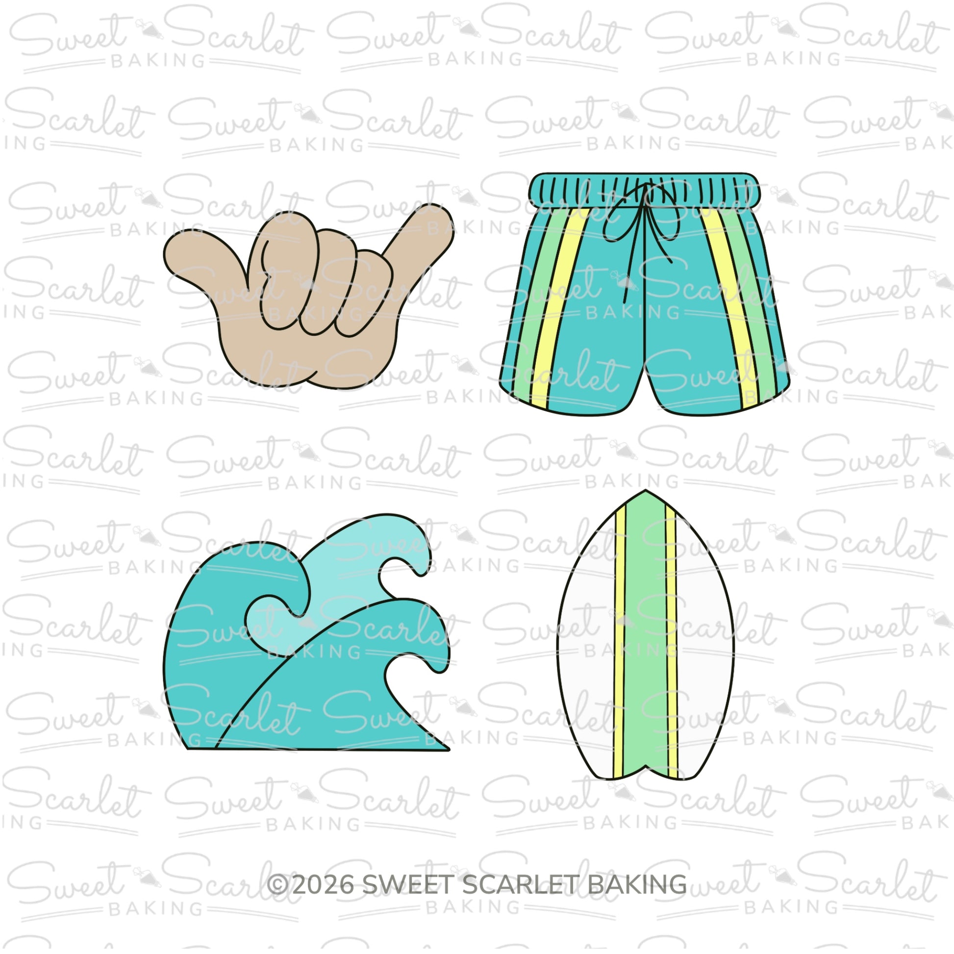 Surfing Cookie Cutter Quad Set