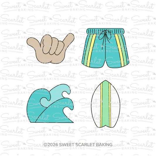 Surfing Cookie Cutter Quad Set