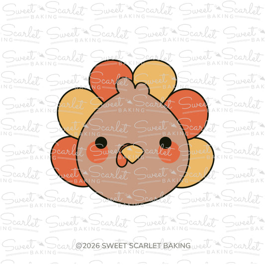 Turkey Face with Feathers Cookie Cutter
