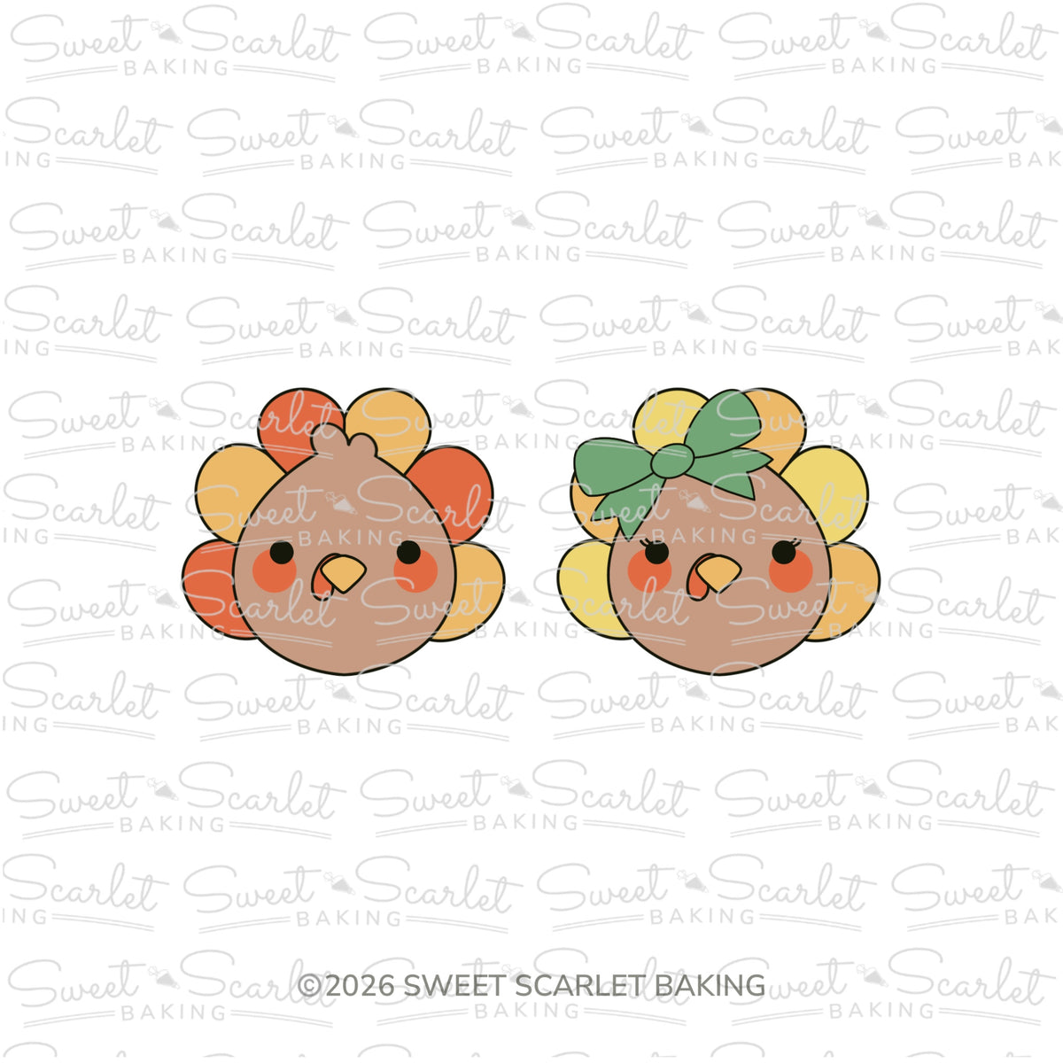 Turkey Face with Feathers Cookie Cutter Duo Set