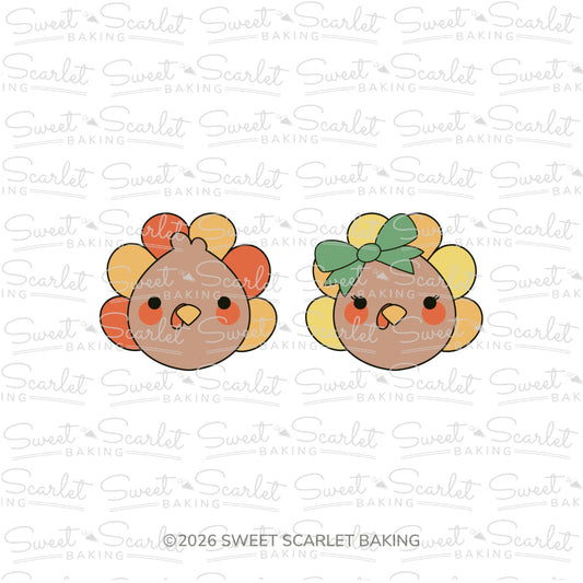 Turkey Face with Feathers Cookie Cutter Duo Set