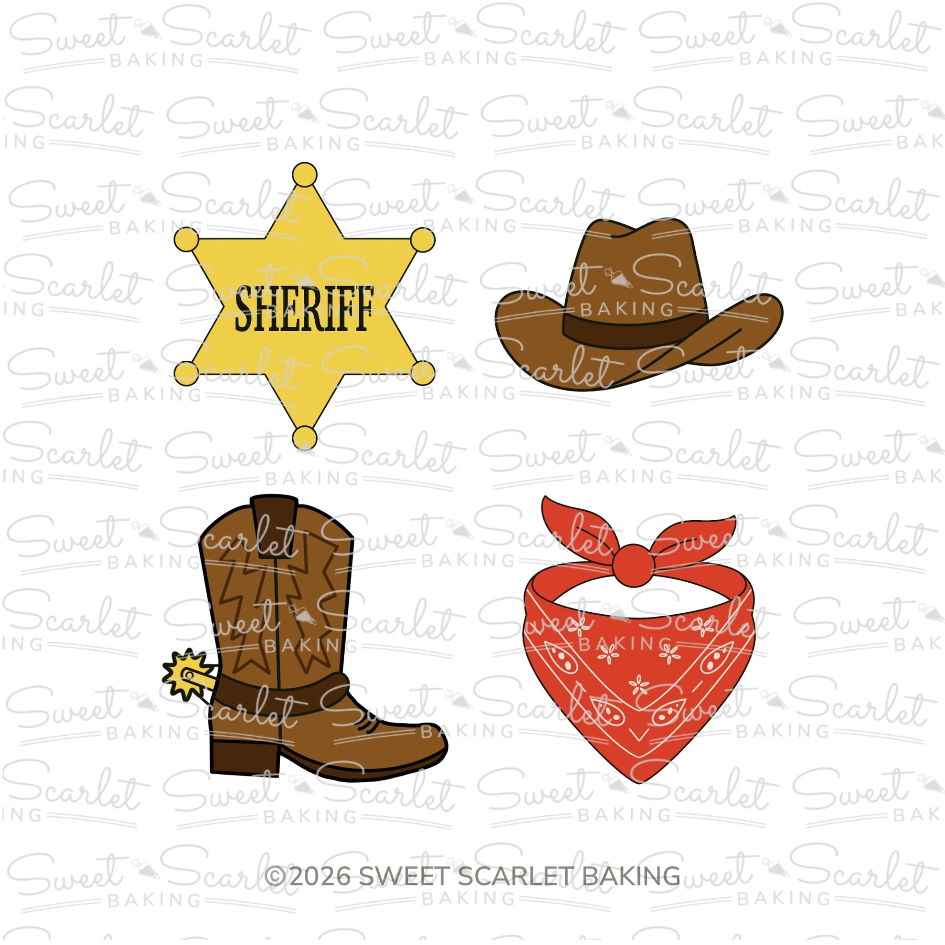 Western Sheriff Cookie Cutter Quad Set