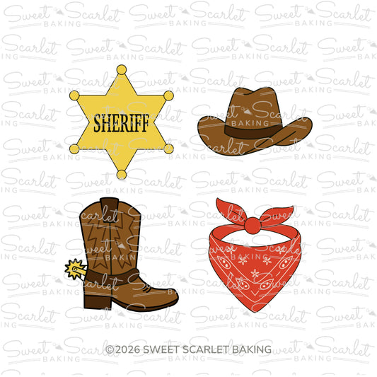 Western Sheriff Cookie Cutter Quad Set